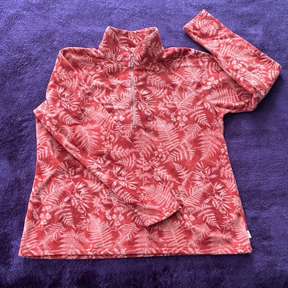 Eddie Bauer Red Patterned Fleece Pullover